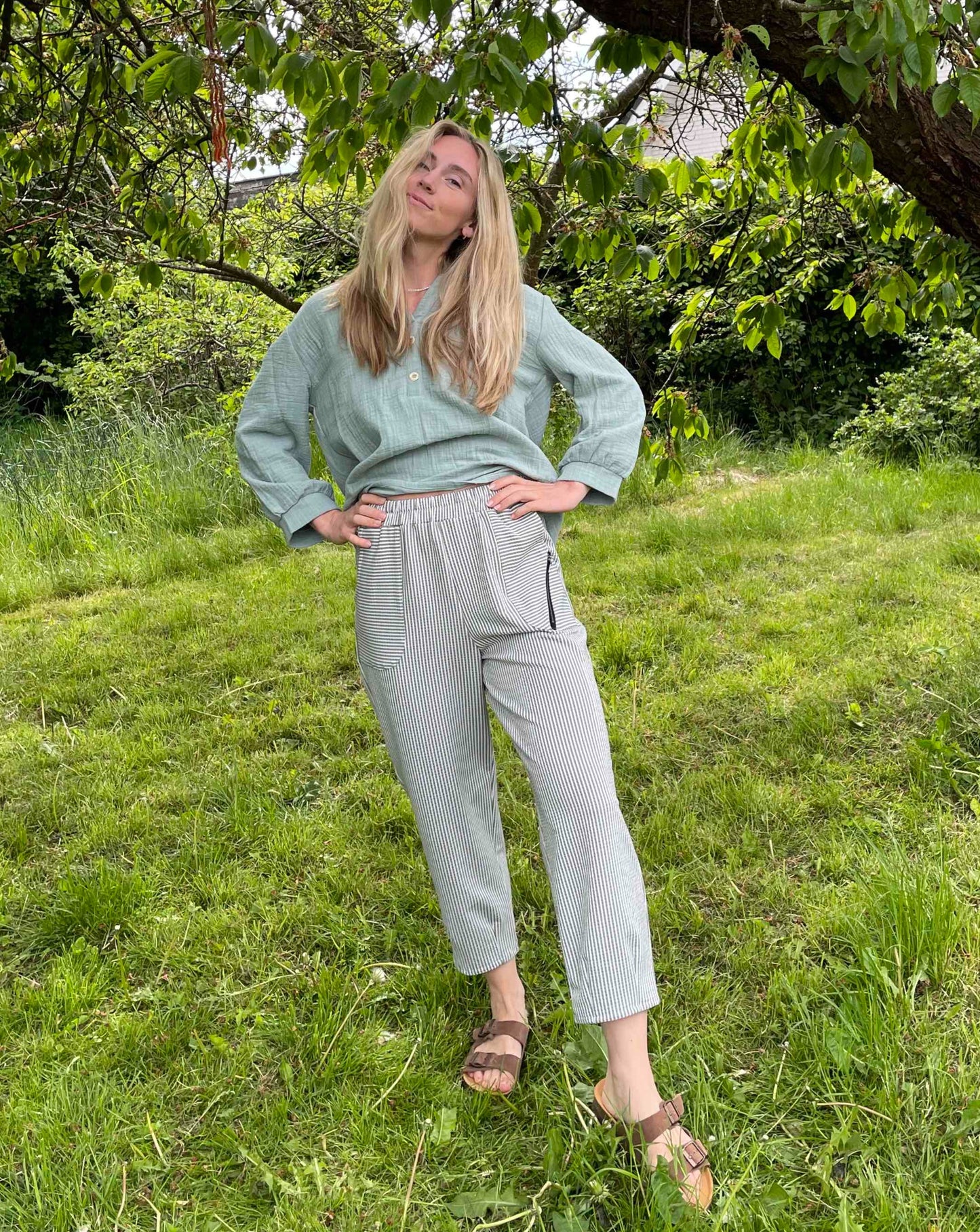 Grøn salvie bluse