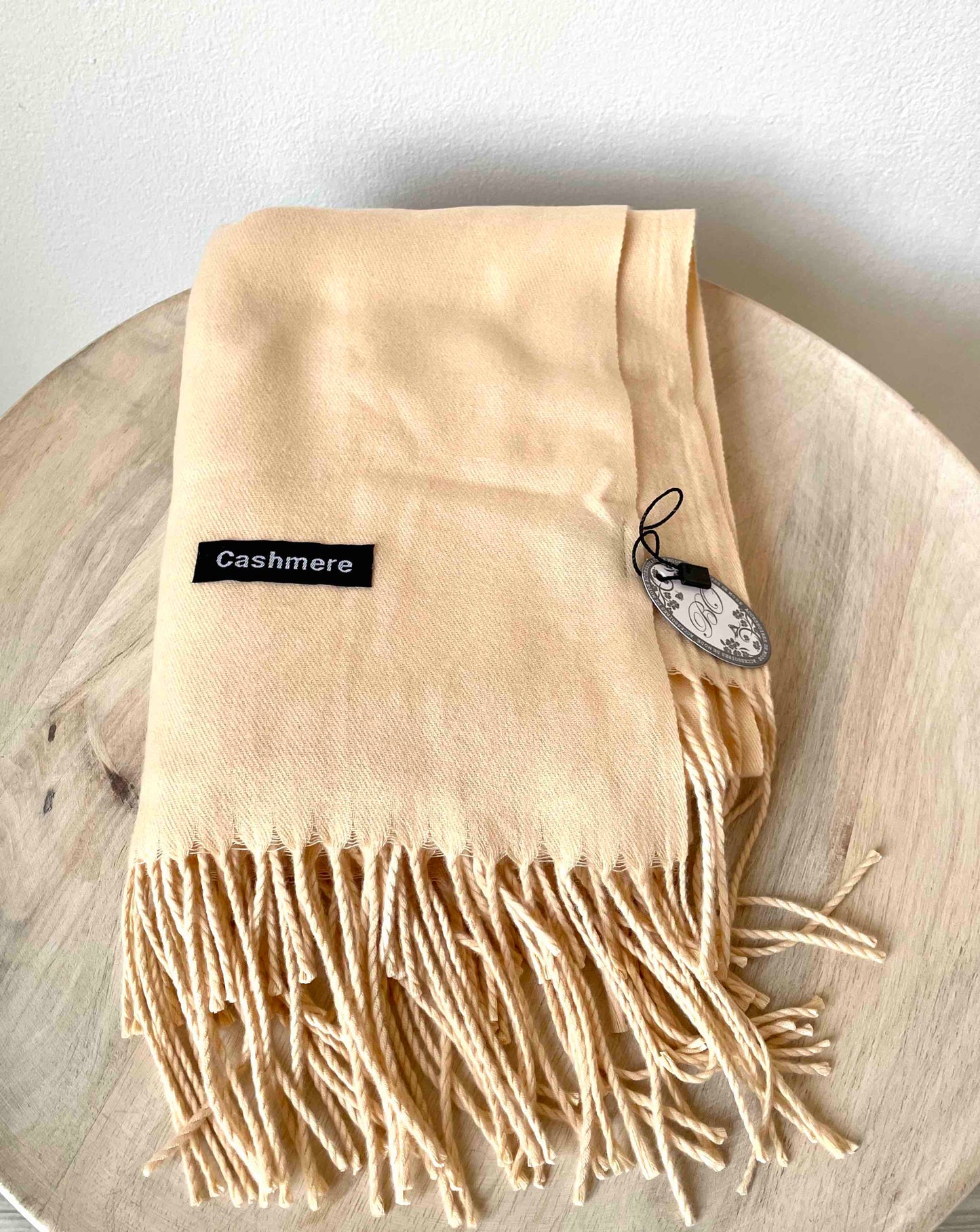 Creme cashmere tørklæde
