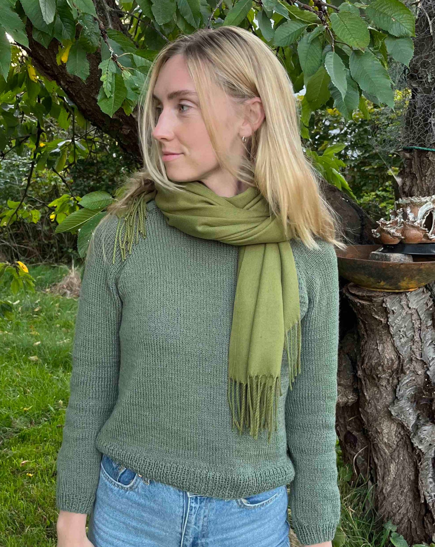 Grønt cashmere tørklæde