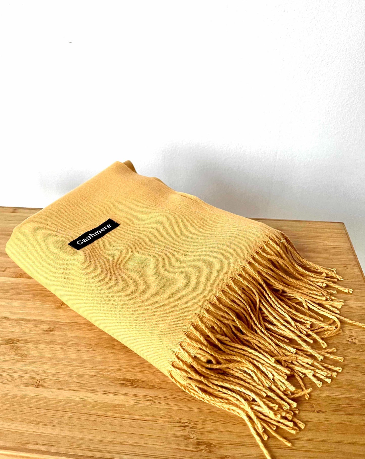 gult cashmere tørklæde