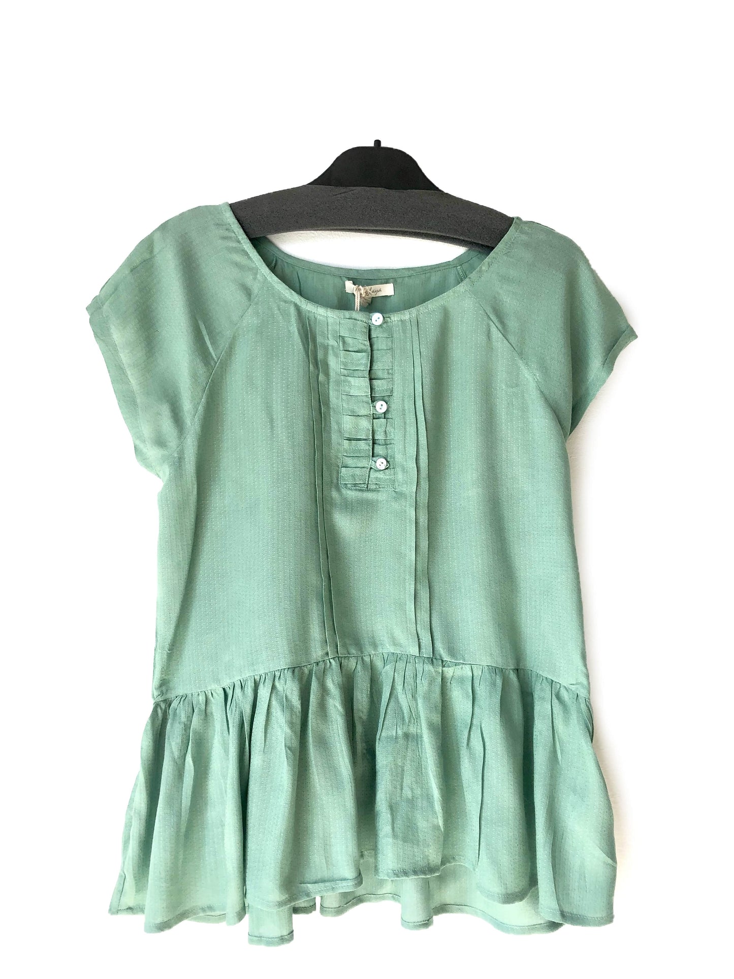 Jadefarvet Bluse i Mælk cellulose