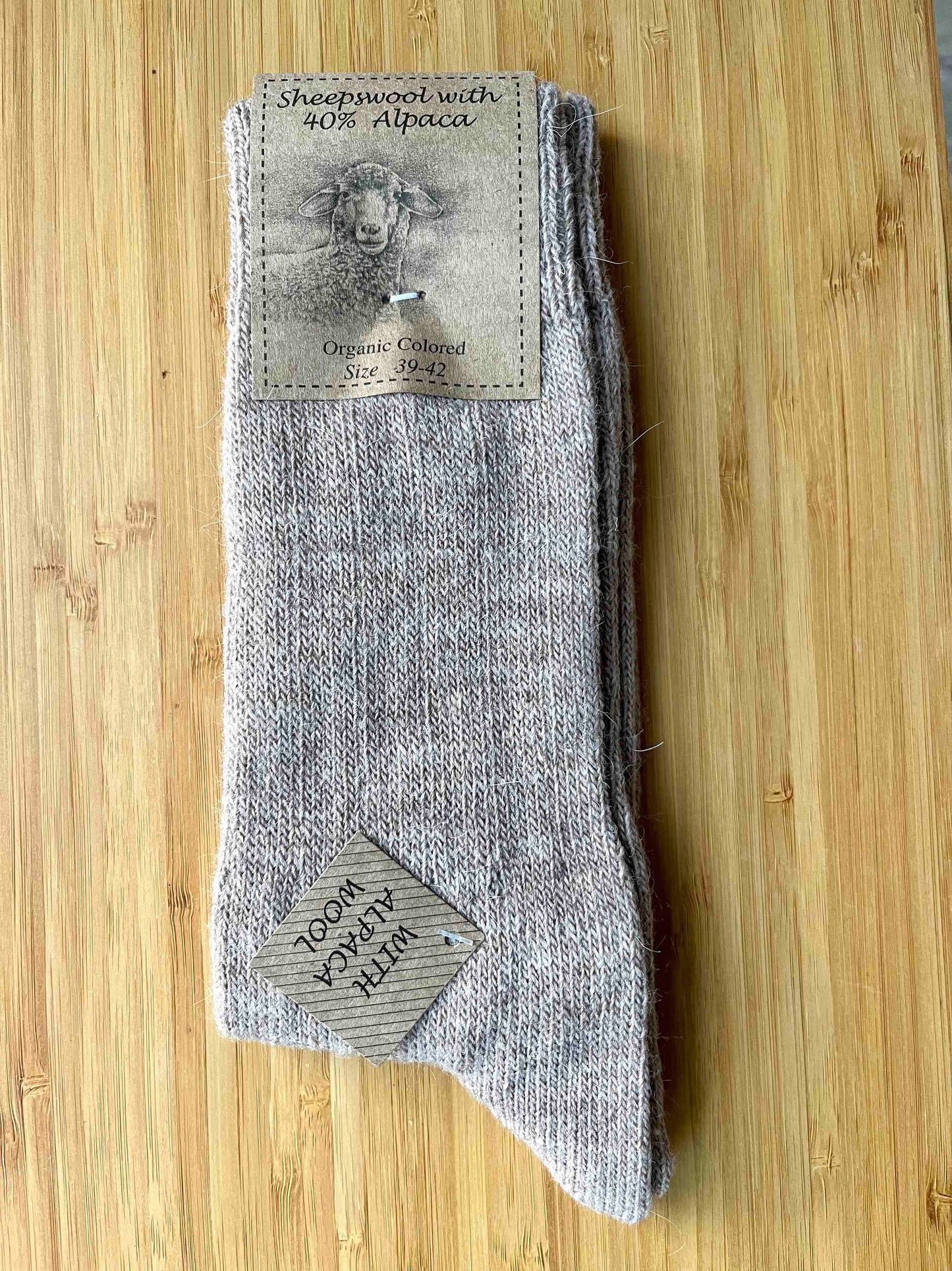 Beige uldsokker