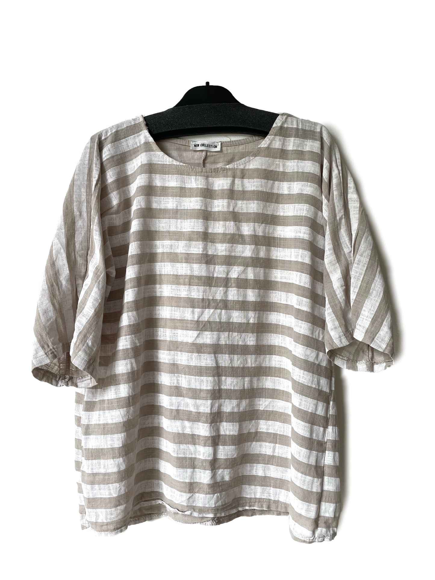 Stribet hørbluse fra New Collection