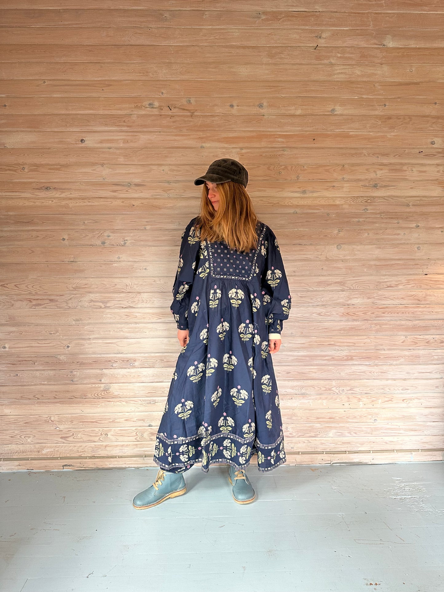 Bomuldskjole fra Himalaya i blå