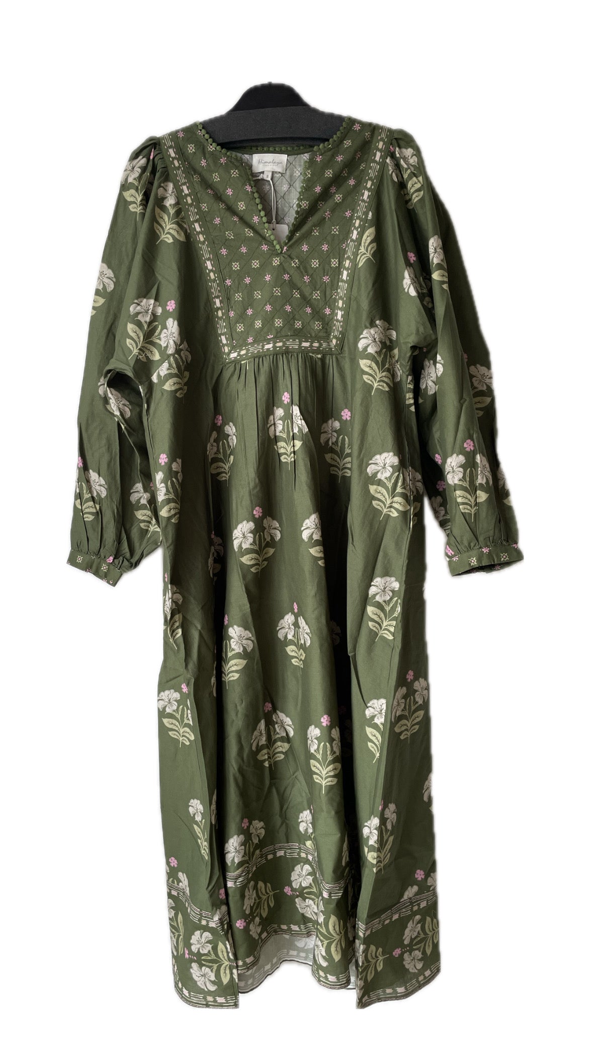 Bomuldskjole fra Himalaya i Grøn