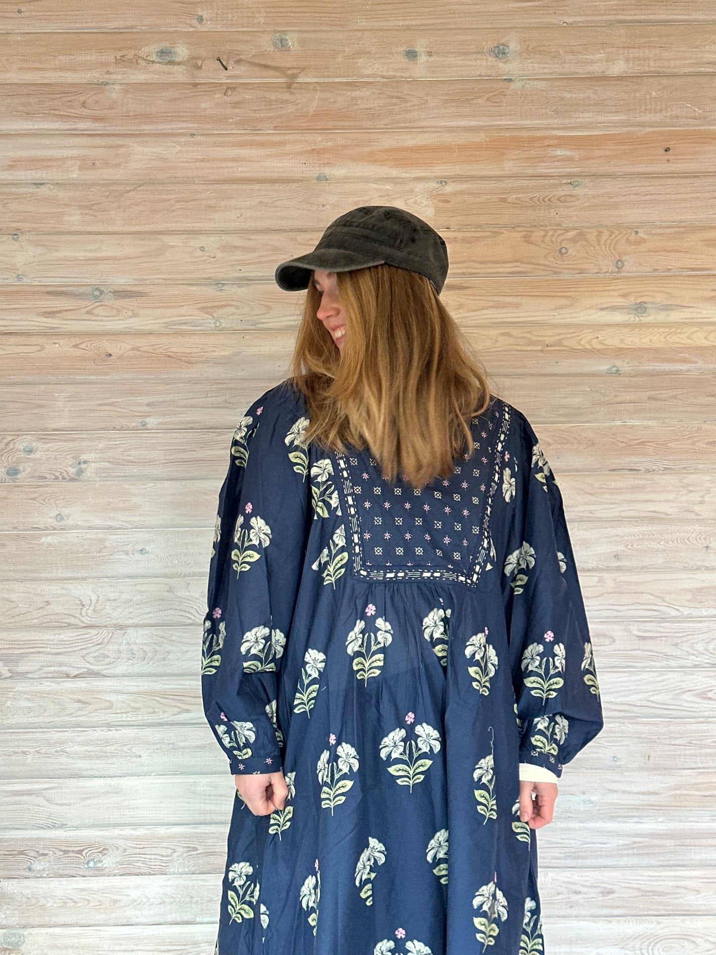 Bomuldskjole fra Himalaya i blå