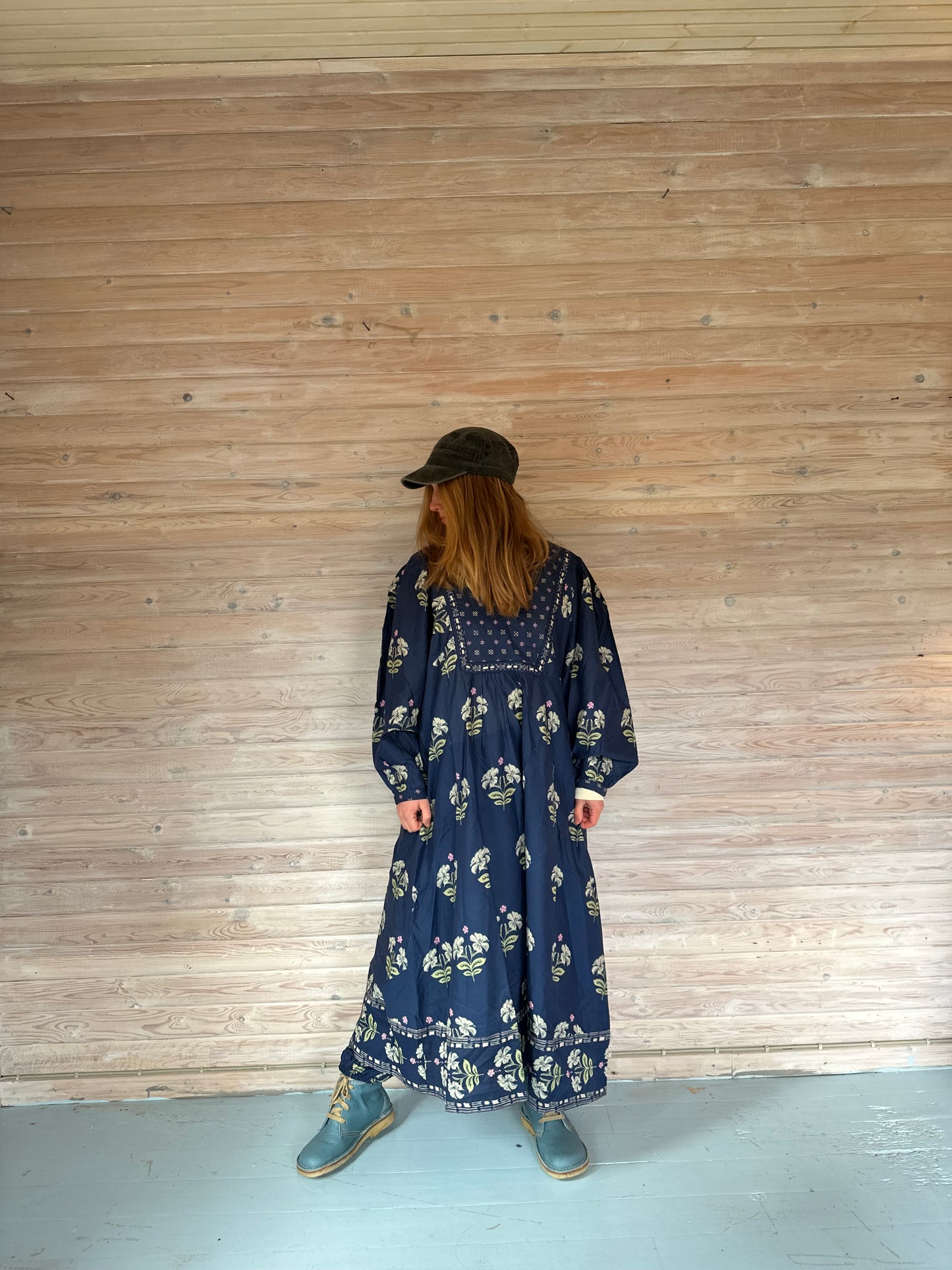 Bomuldskjole fra Himalaya i blå