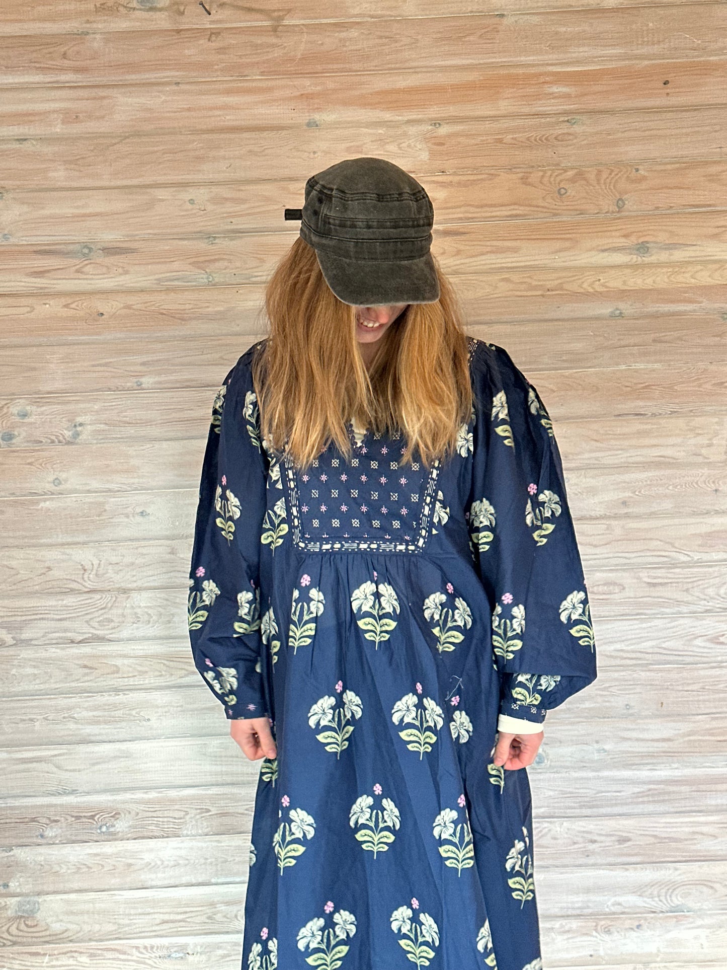 Bomuldskjole fra Himalaya i blå