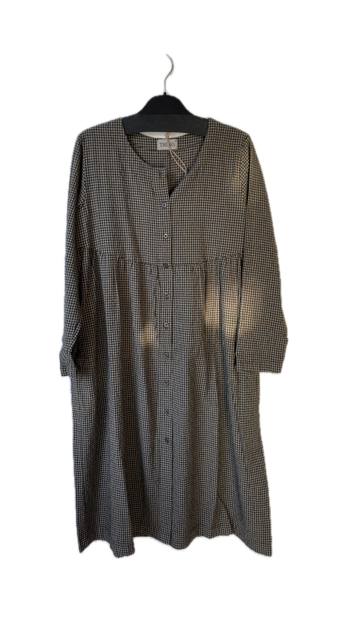 Sort/hvid ternet kjole i 100% økologisk bomuld