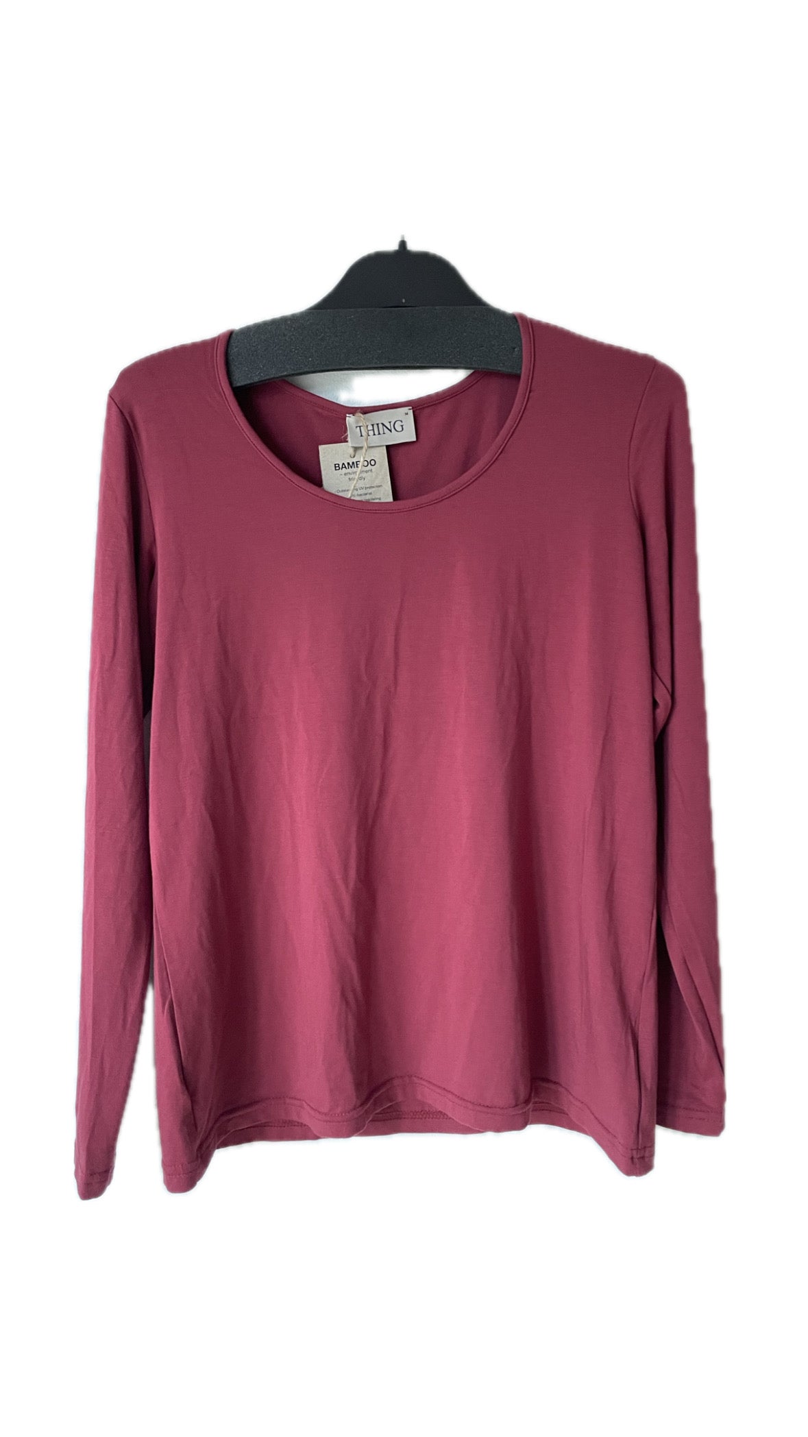 Vinrød langærmet T-Shirt i bambus