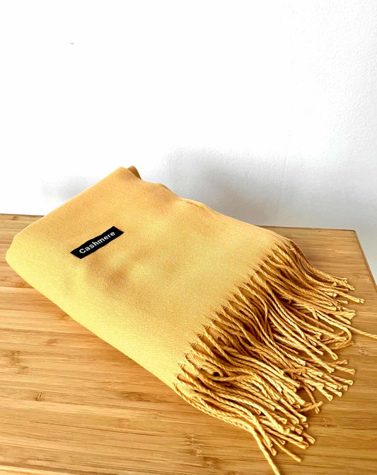 gult cashmere tørklæde
