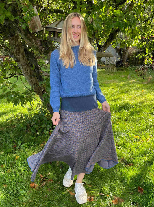 Blå mønstret nederdel fra Himalaya